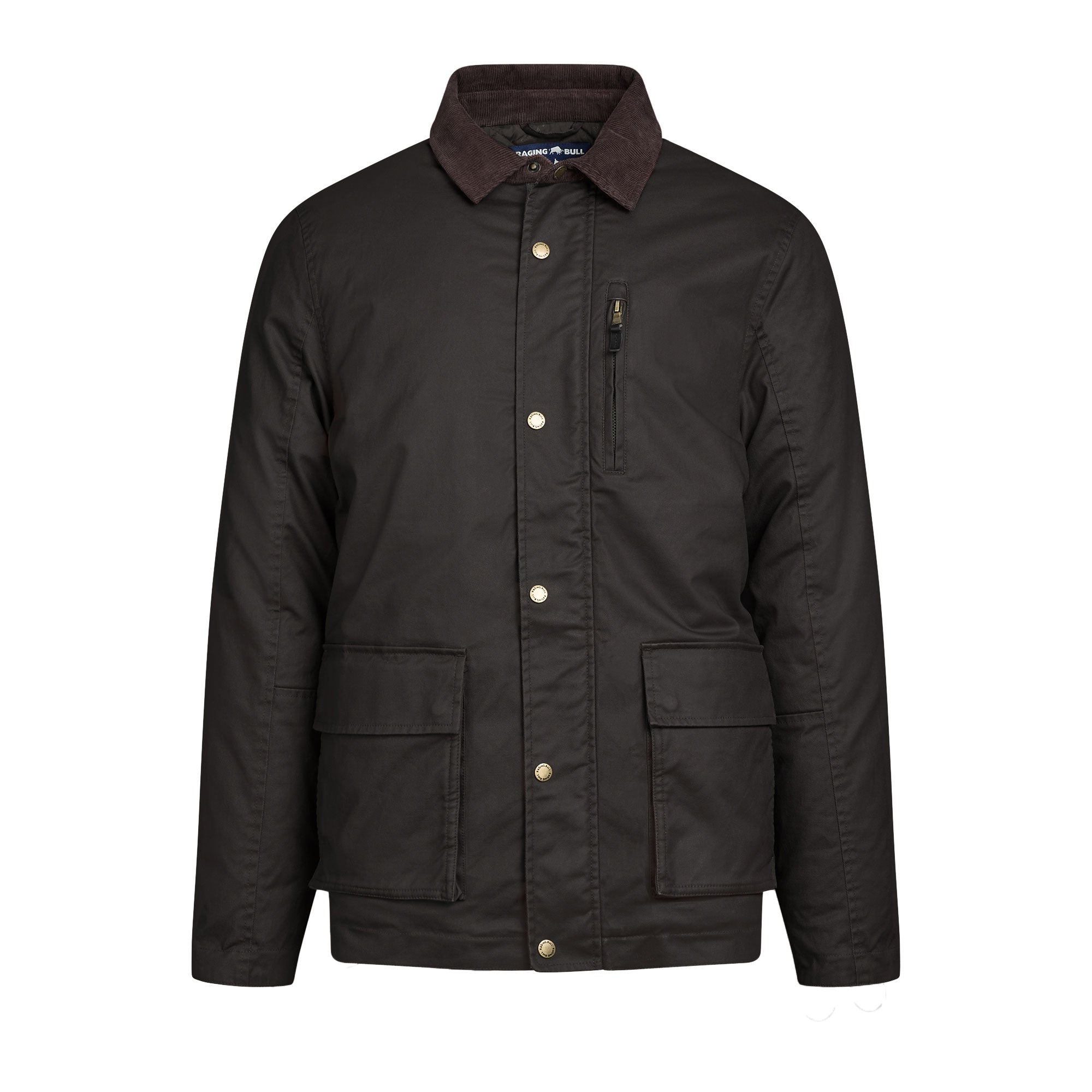 Wax Effect Cord Collar Jacket Brown Raging Bull Clothing