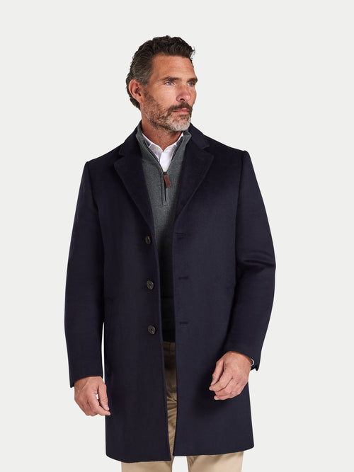 Wool Blend Coat - Navy