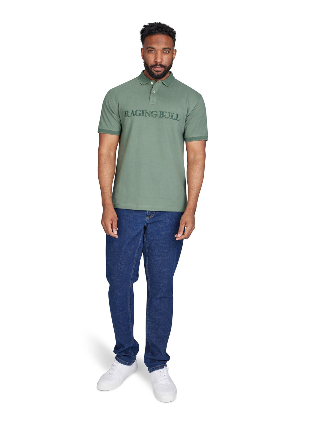 Tonal Embroidered Pique Polo - Khaki