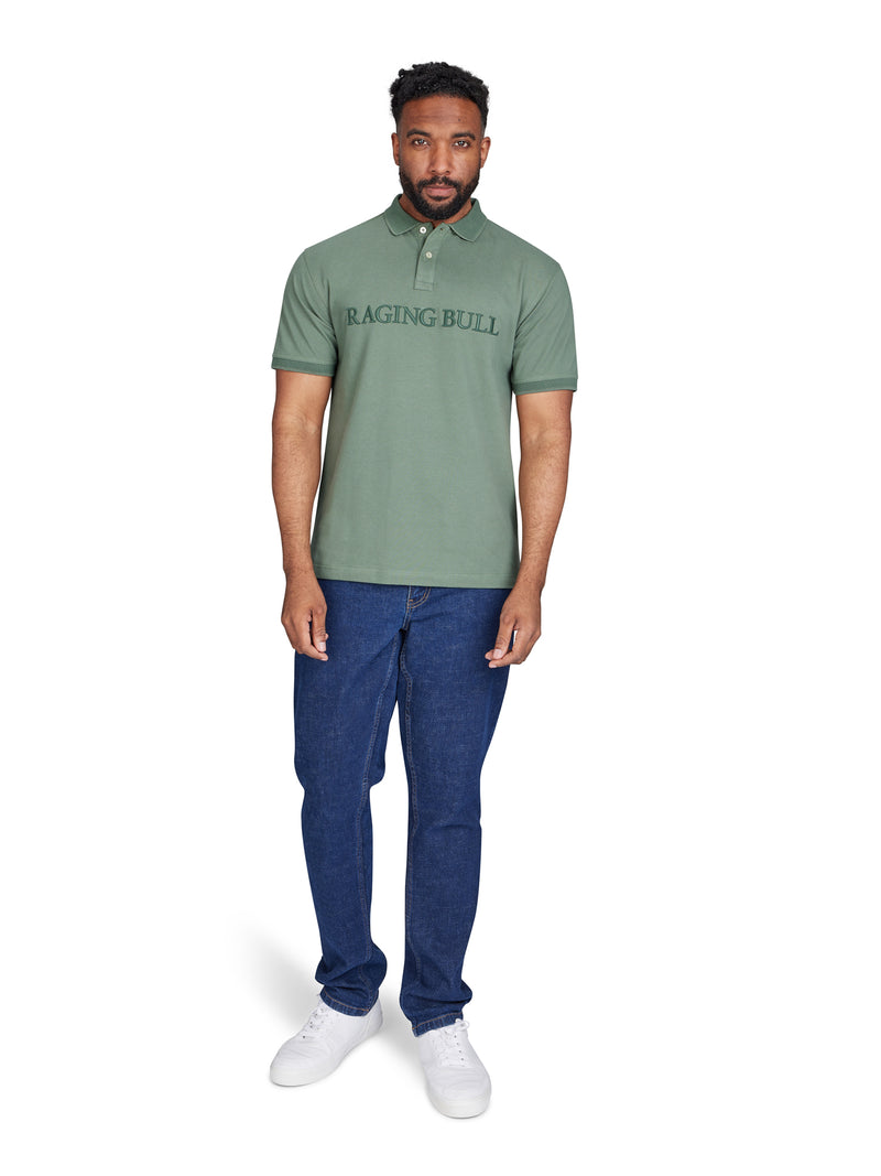Tonal Embroidered Pique Polo - Khaki