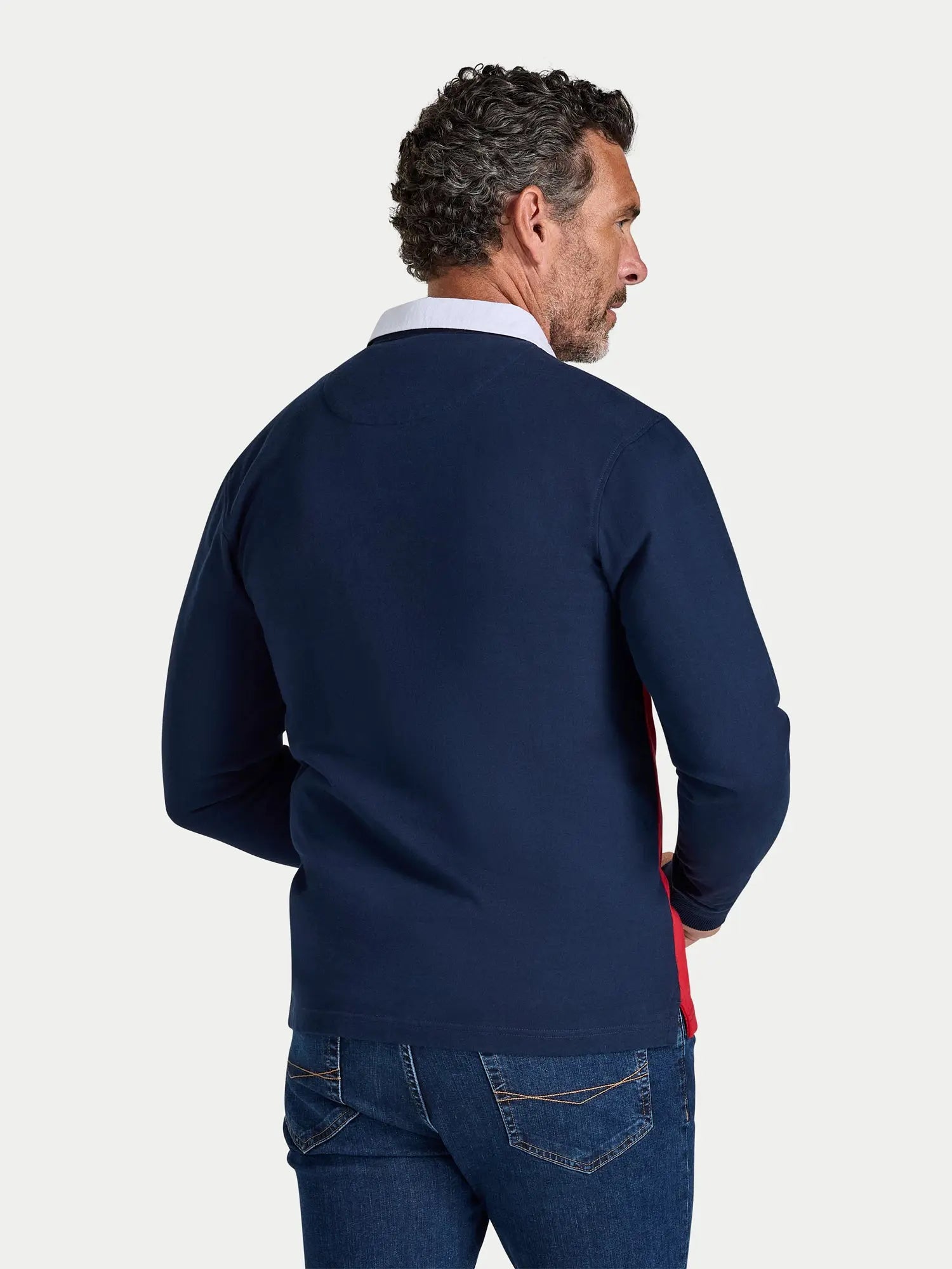 Harlequin Stripe Rugby Shirt - Long Sleeve - Navy