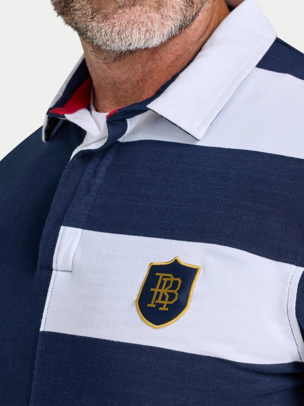 Harlequin Stripe Rugby Shirt - Long Sleeve - Navy