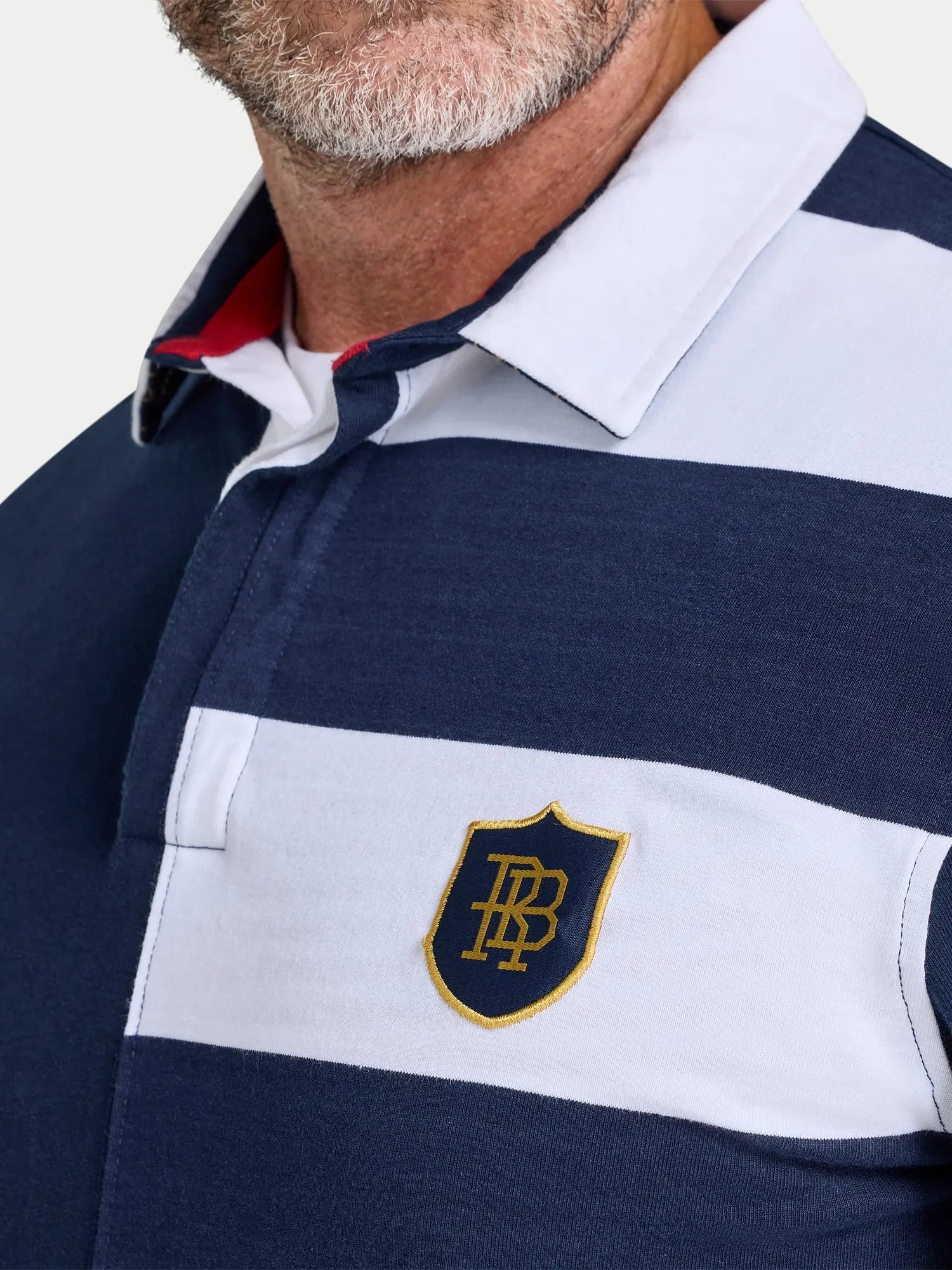 Harlequin Stripe Rugby Shirt - Long Sleeve - Navy