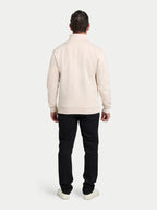 Tonal Embroidered Quarter Zip Sweat - Ecru Marl