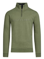 Tonal Embroidered Quarter Zip Sweat - Army Green