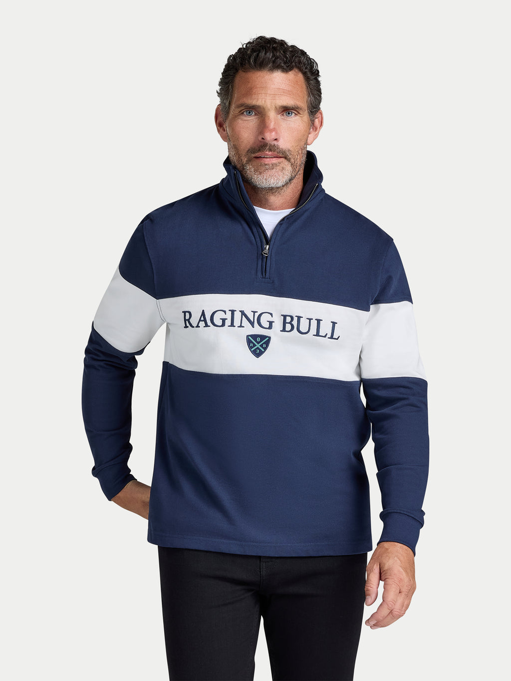 Cut & Sew Panel Quarter Zip - Navy