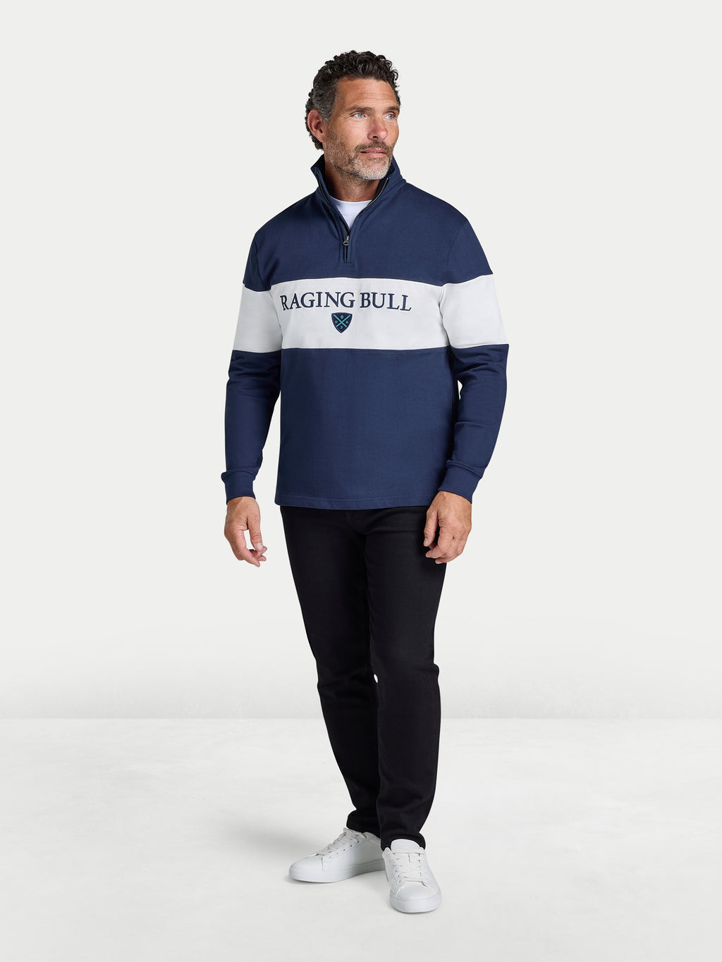 Cut & Sew Panel Quarter Zip - Navy