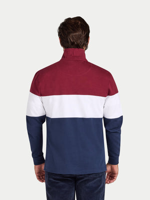 Cut & Sew Quarter Zip - Navy/Red