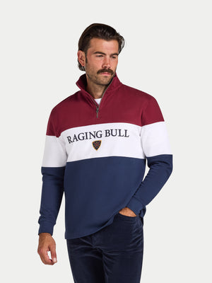 Cut & Sew Quarter Zip - Navy/Red