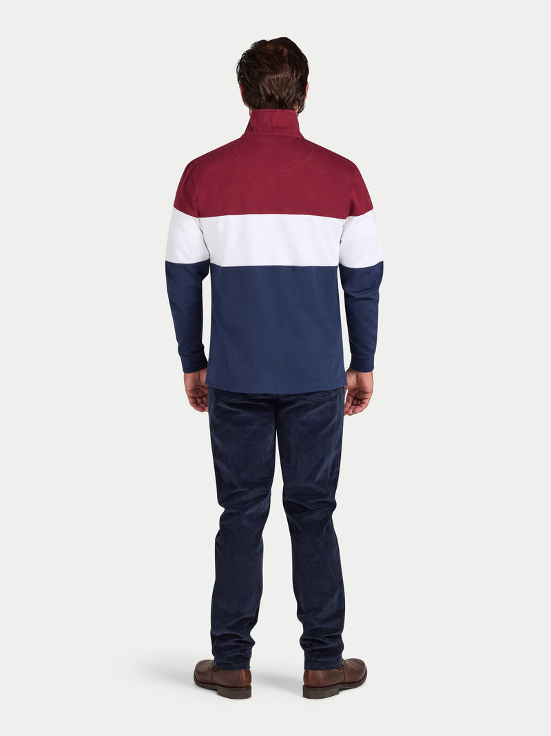 Cut & Sew Quarter Zip - Navy/Red