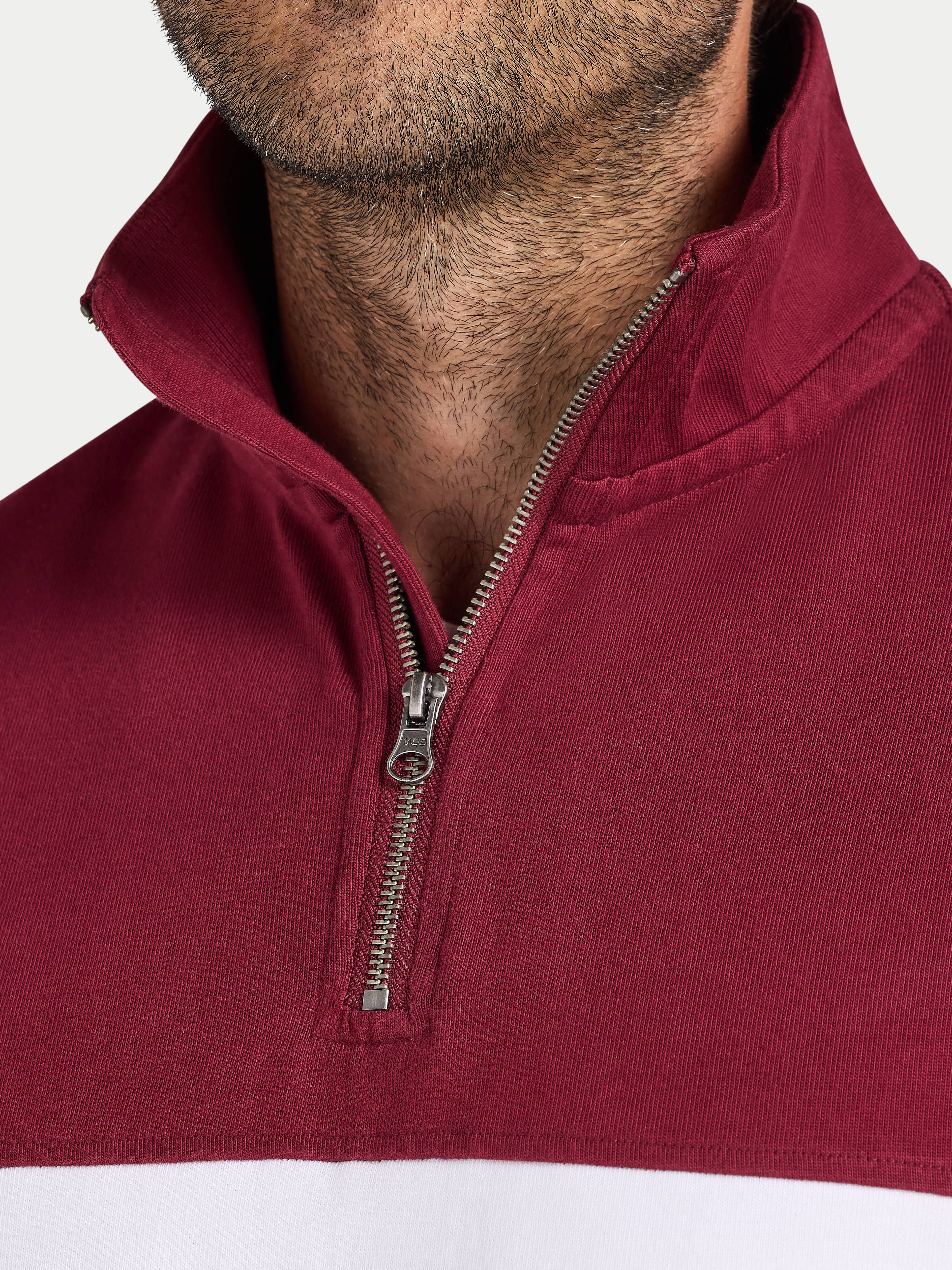 Cut & Sew Quarter Zip - Navy/Red