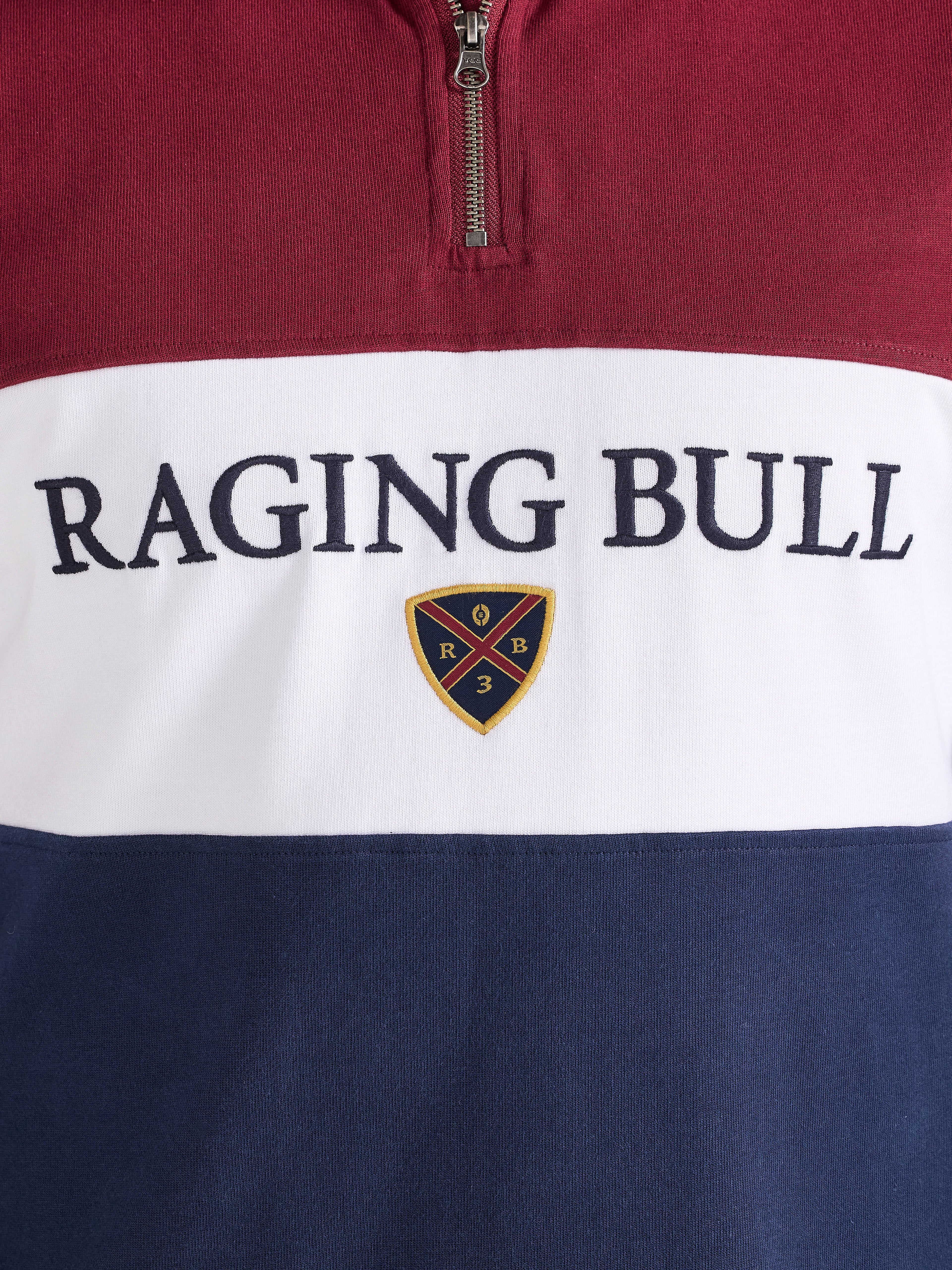 Cut & Sew Quarter Zip - Navy/Red