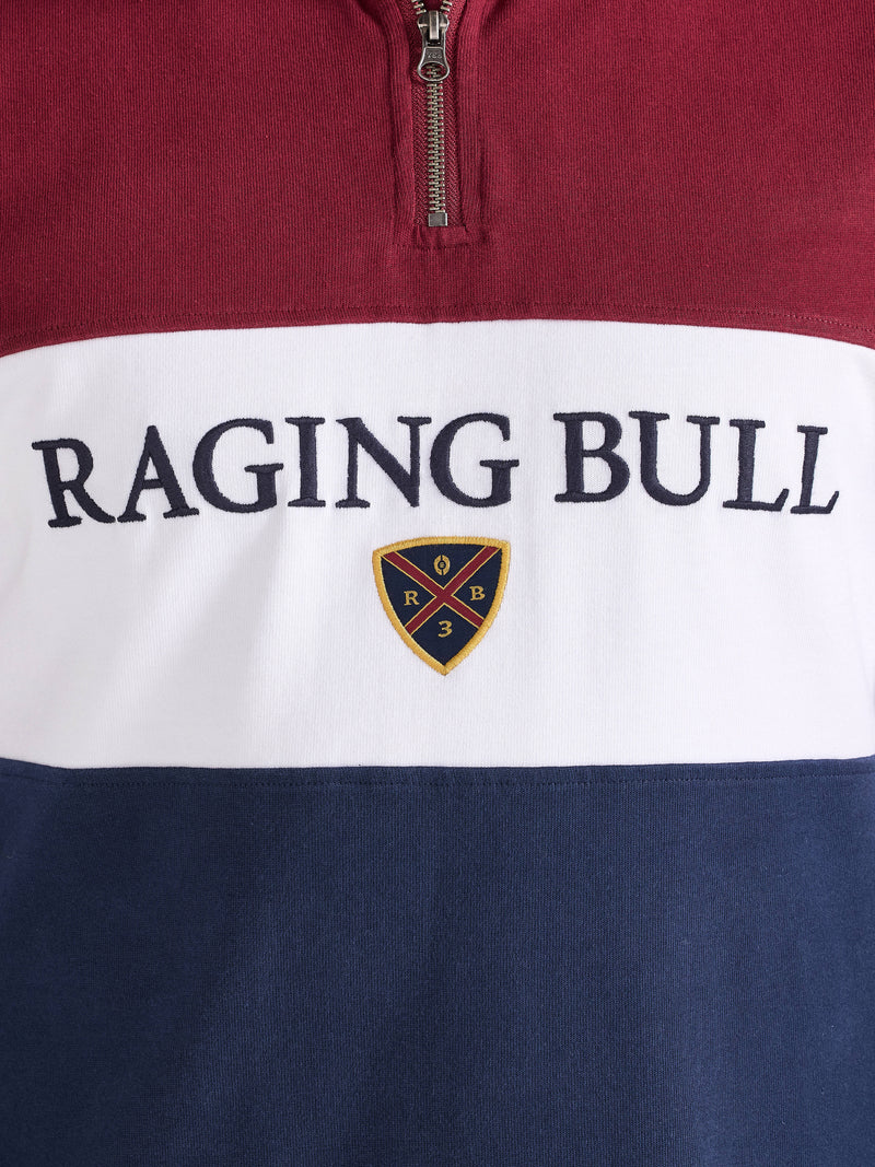 Cut & Sew Quarter Zip - Navy/Red