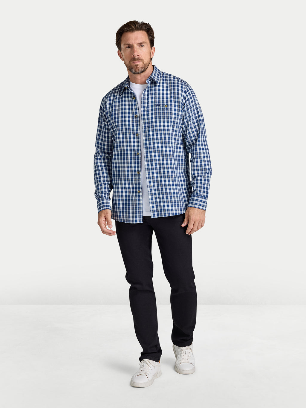Mod Check Shirt - Long Sleeve - Navy