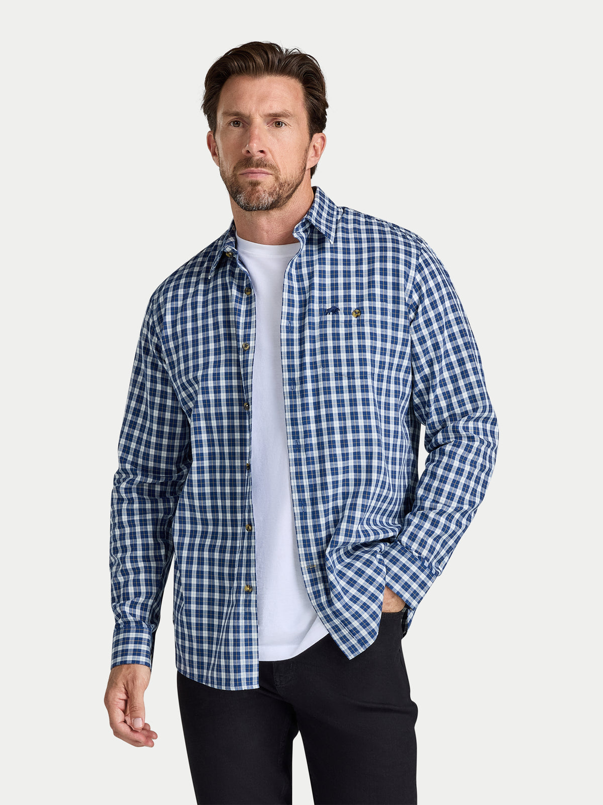 Mod Check Shirt - Long Sleeve - Navy