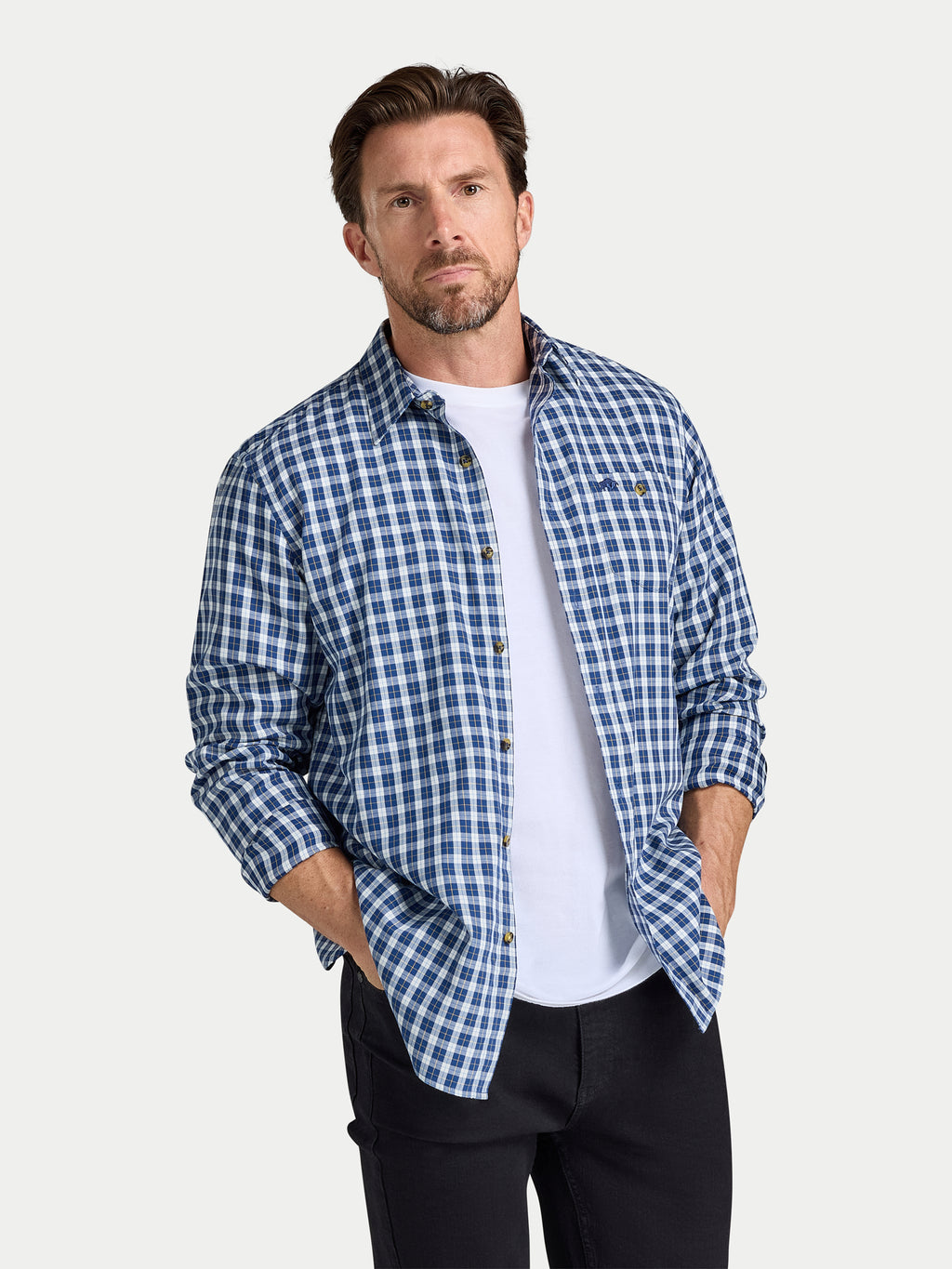 Mod Check Shirt - Long Sleeve - Navy
