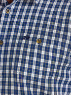Long Sleeve Mod Check Brushed Cotton Twill Shirt  - Navy
