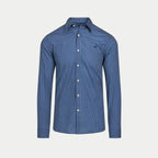 Long Sleeve Dotty Print Cotton Shirt  - Navy