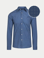 Long Sleeve Dotty Print Cotton Shirt  - Navy