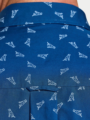 Long Sleeve Labrador Print Cotton Shirt  - Navy