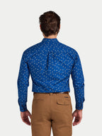 Labrador Print Cotton Shirt  - Long Sleeve - Navy