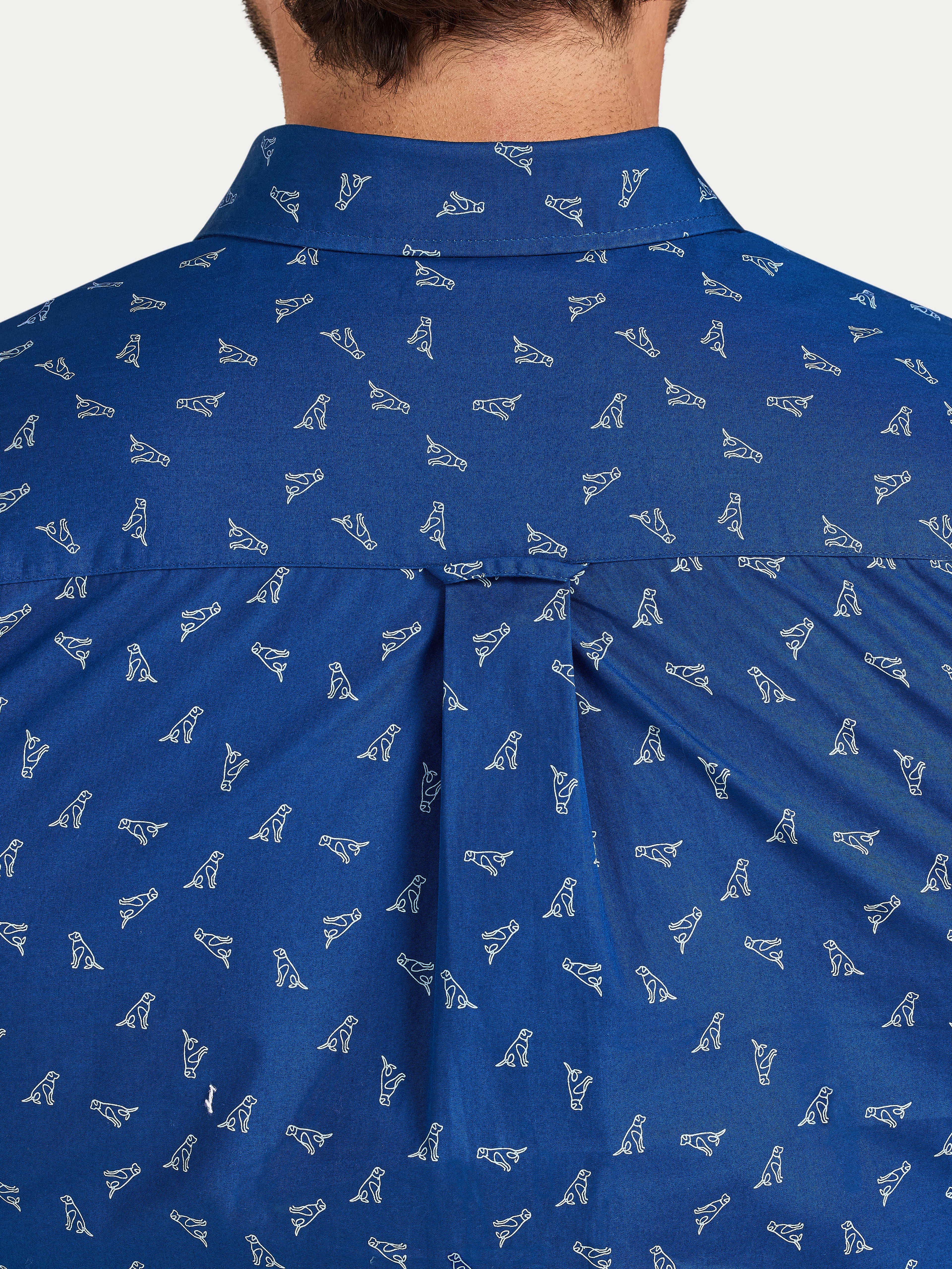 Labrador Print Cotton Shirt  - Long Sleeve - Navy