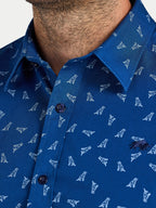 Labrador Print Cotton Shirt  - Long Sleeve - Navy
