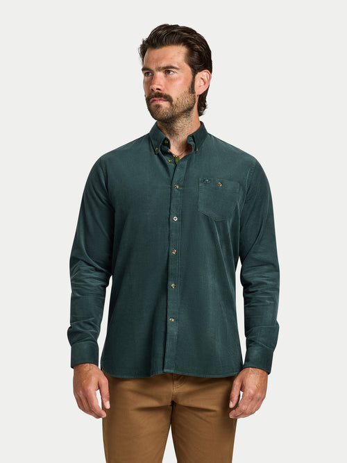 Long Sleeve Soft Needle Corduroy Shirt - Forest