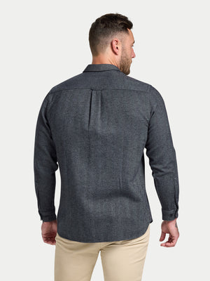 Long Sleeve Brushed Two Tone Bold Herringbone Shirt  - Charcoal
