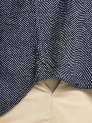 Long Sleeve Brushed Two Tone Bold Herringbone Shirt  - Charcoal