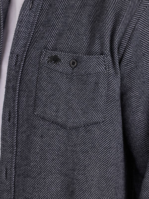 Long Sleeve Brushed Two Tone Bold Herringbone Shirt  - Charcoal