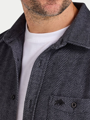 Long Sleeve Brushed Two Tone Bold Herringbone Shirt  - Charcoal