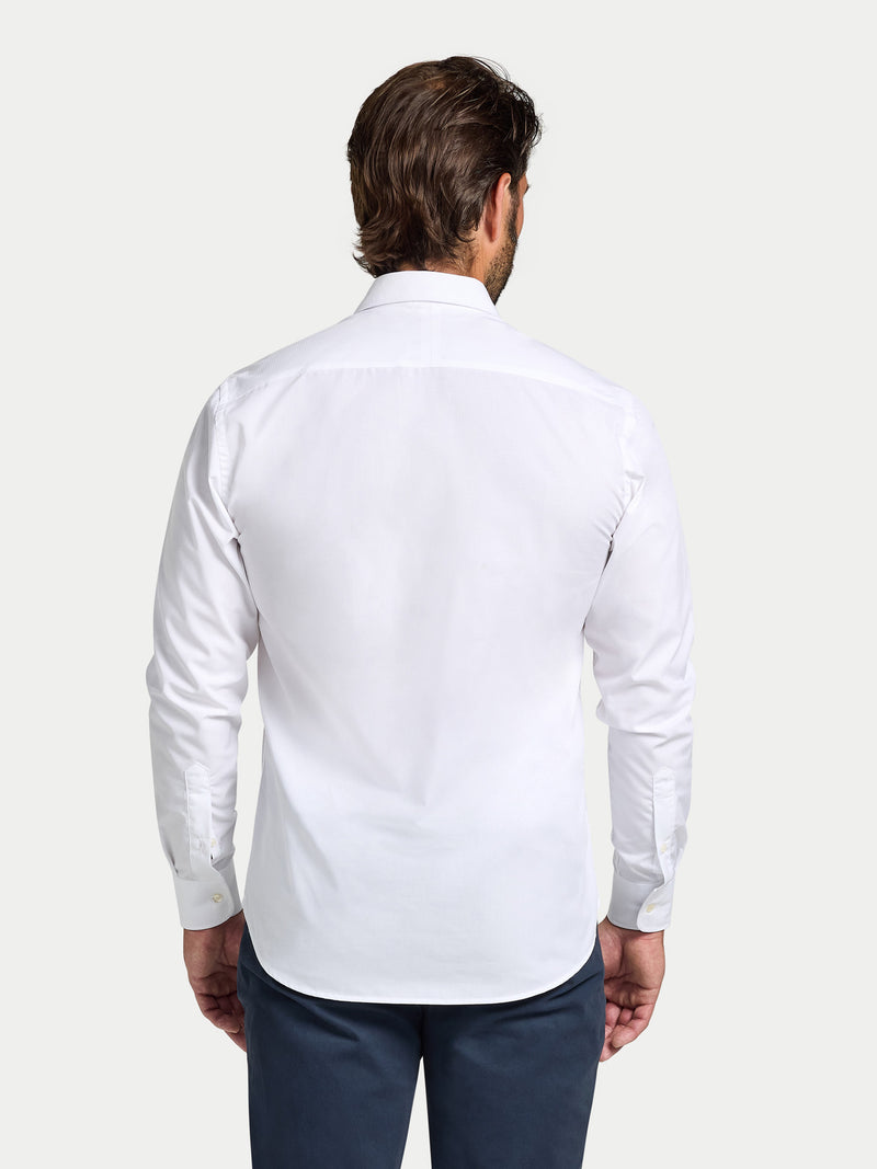 Long Sleeve Premium Dobby Cotton Shirt  - White