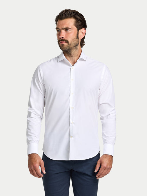 Long Sleeve Premium Dobby Cotton Shirt  - White