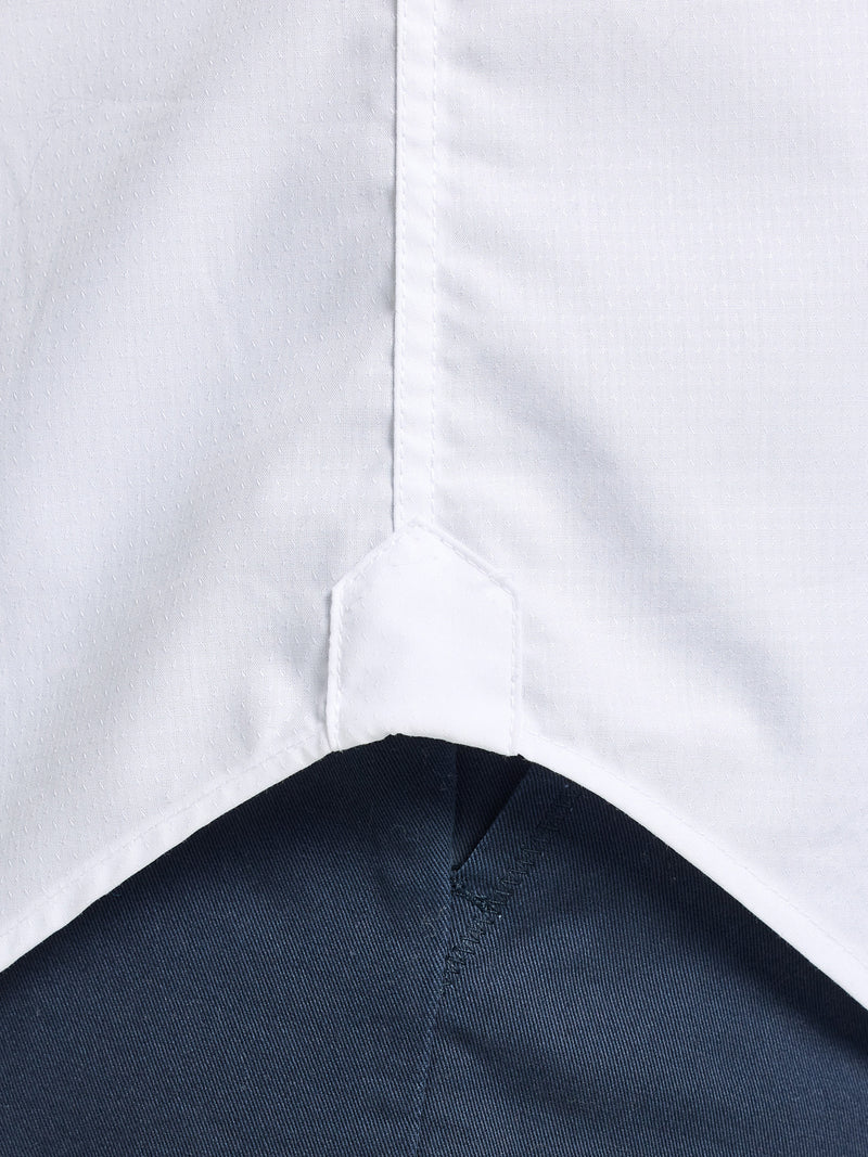 Long Sleeve Premium Dobby Cotton Shirt  - White