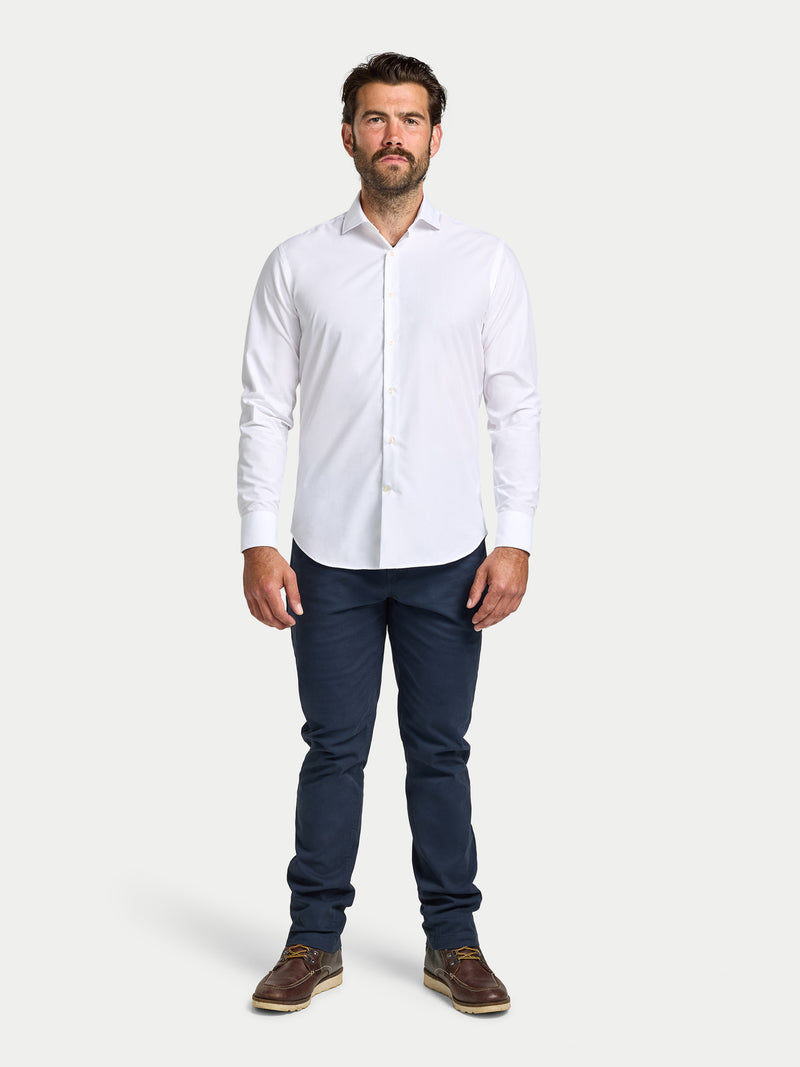 Long Sleeve Premium Dobby Cotton Shirt  - White