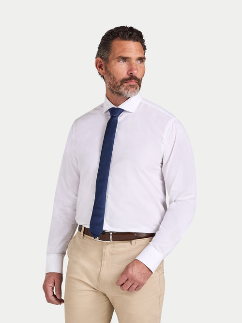 Long Sleeve Premium Dobby Cotton Oxford Shirt  - White