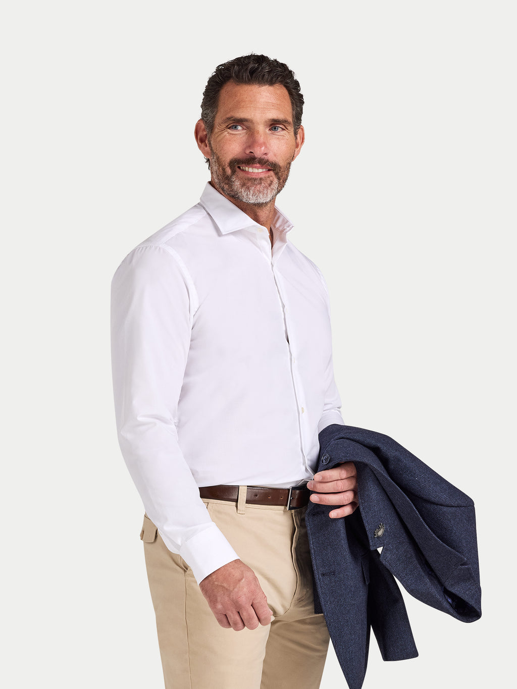 Long Sleeve Premium Dobby Cotton Oxford Shirt  - White