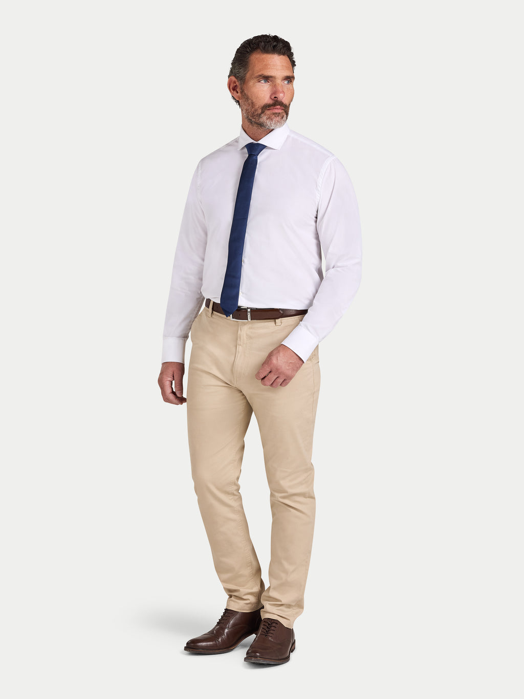 Long Sleeve Premium Dobby Cotton Oxford Shirt  - White