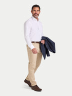 Long Sleeve Premium Dobby Cotton Oxford Shirt  - White