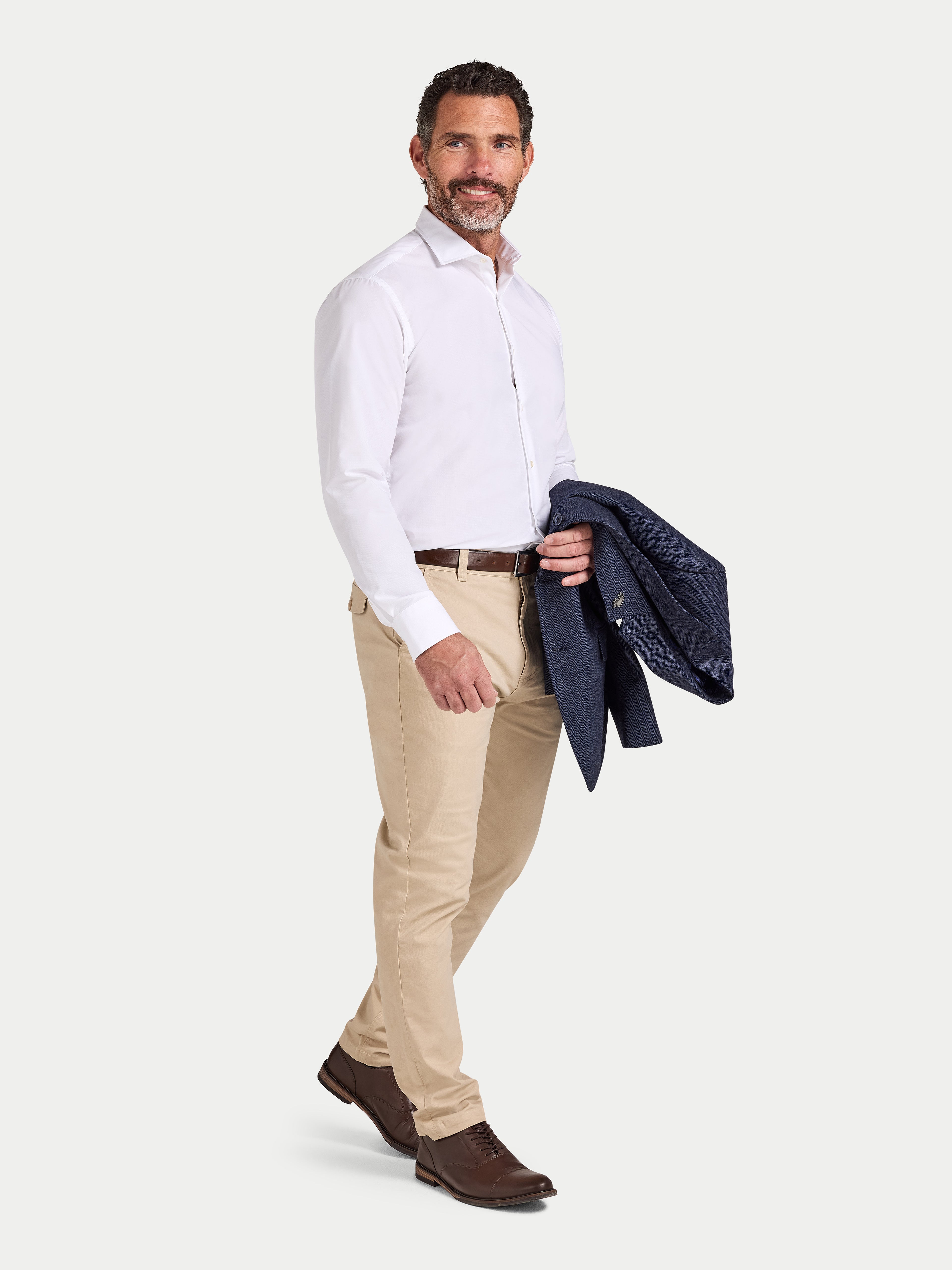 Long Sleeve Premium Dobby Cotton Oxford Shirt  - White