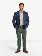 Herringbone Wool Blazer - Navy