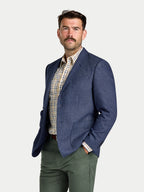Herringbone Wool Blazer - Navy