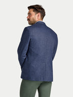 Herringbone Wool Blazer - Navy
