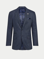 Herringbone Wool Blazer - Navy
