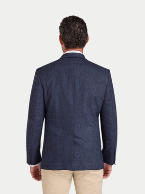 Herringbone Wool Blazer - Navy