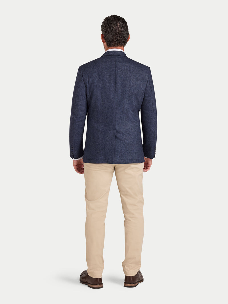 Herringbone Wool Blazer - Navy