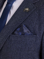 Herringbone Wool Blazer - Navy