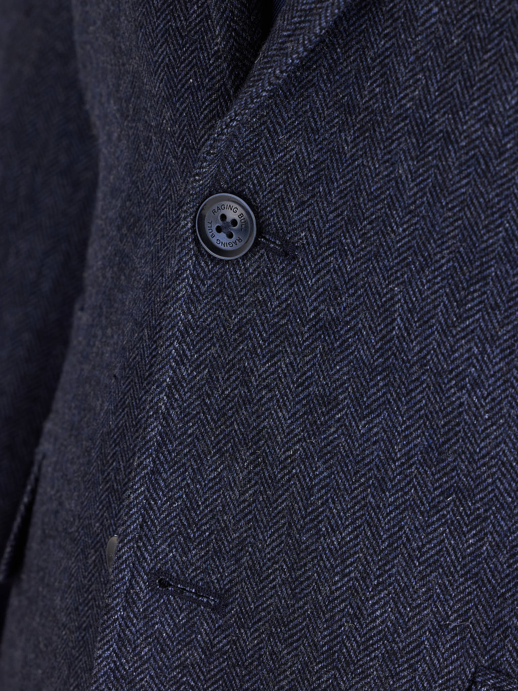Herringbone Wool Blazer - Navy