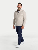Cable Mid Weight Knit 1/4 Zip - Cream